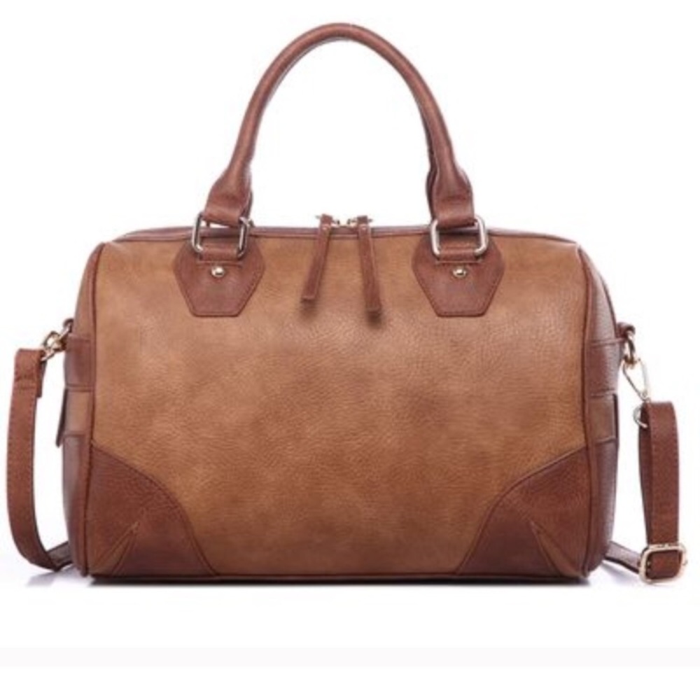 NWT! Brown Pebbled Vegan Leather Satchel/Crossbody